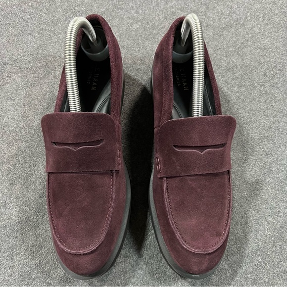Cole Haan Burgundy Suede Loafers - Picture 2 of 9